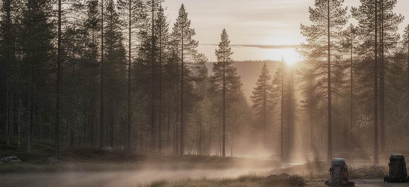 Skovlandskab i dæmpet lys